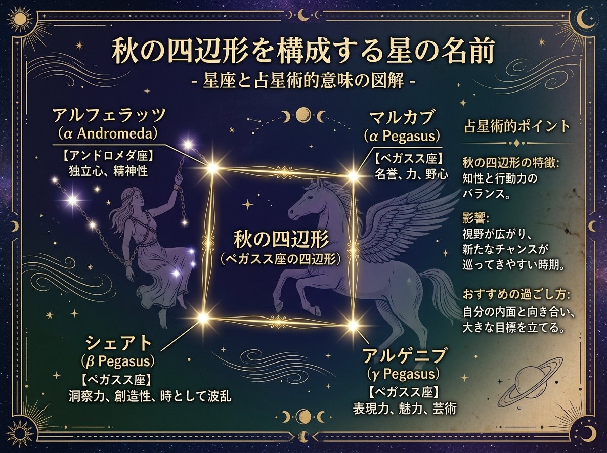 秋の四辺形を構成する星の名前