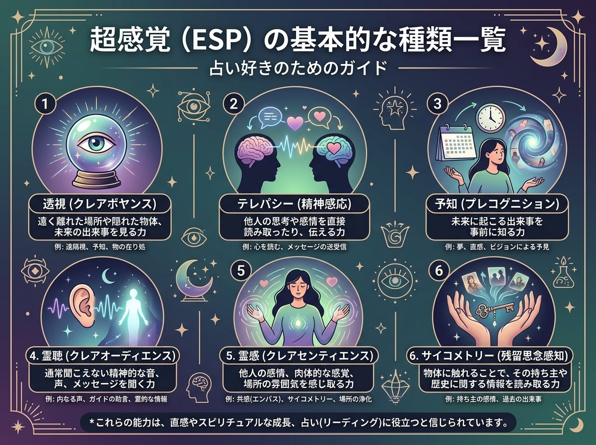 超感覚（ESP）の基本的な種類一覧