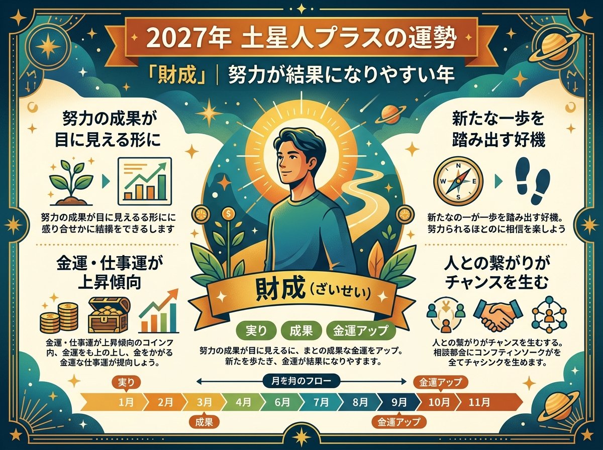 2027年の土星人プラスは「財成」|努力が結果になりやすい年