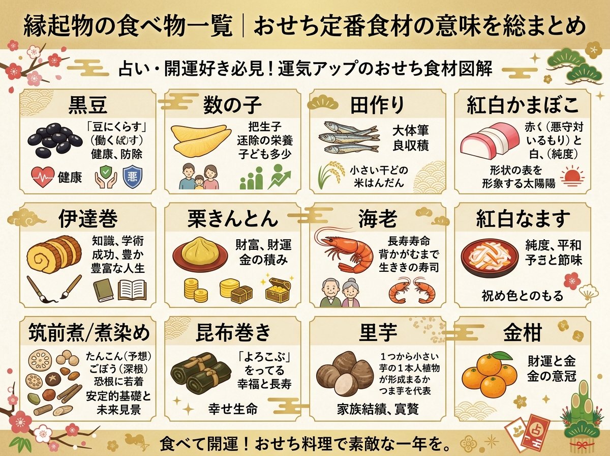縁起物の食べ物一覧|おせち定番食材の意味を総まとめ