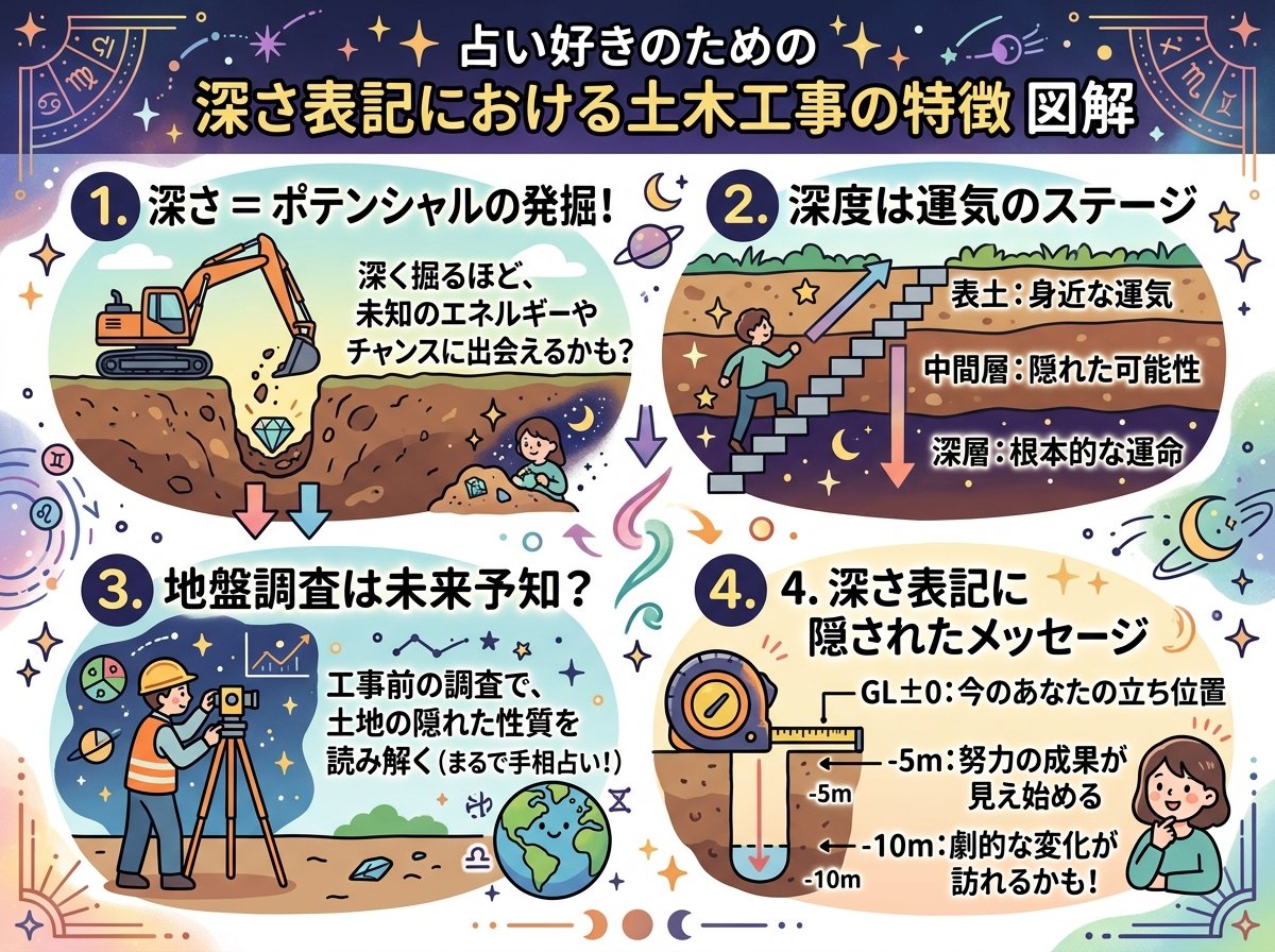 深さ表記における土木工事の特徴