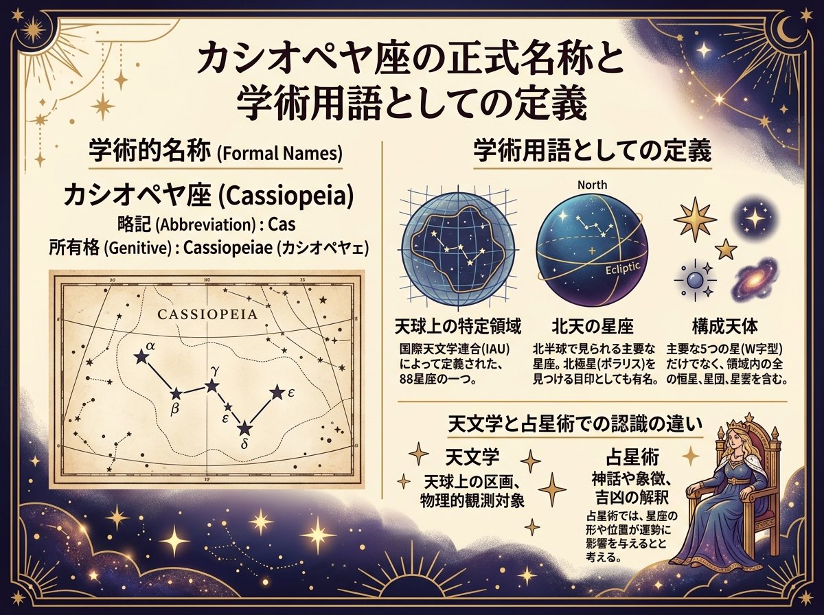 カシオペヤ座の正式名称と学術用語としての定義