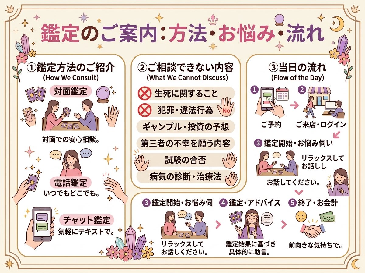 鑑定方法・相談できない内容・当日の流れ