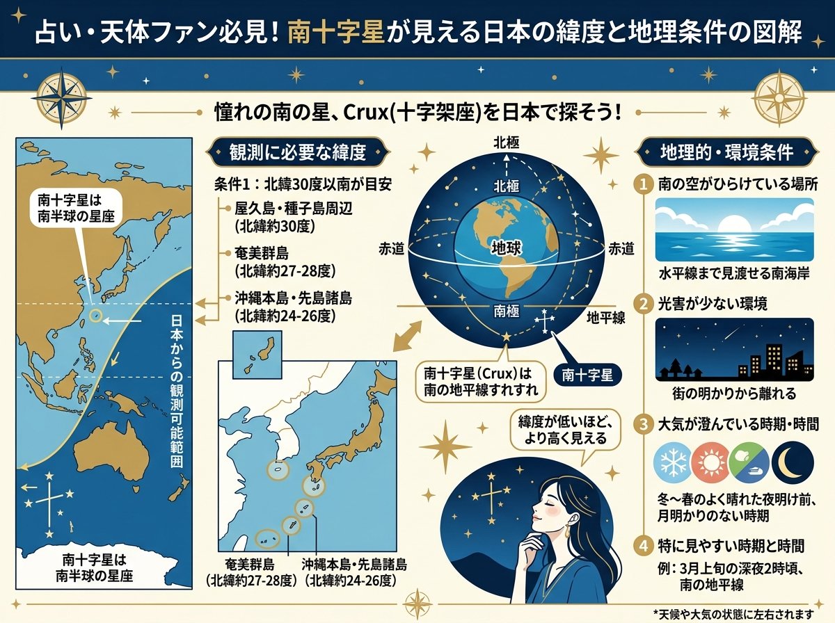 南十字星が見える日本の緯度と地理条件