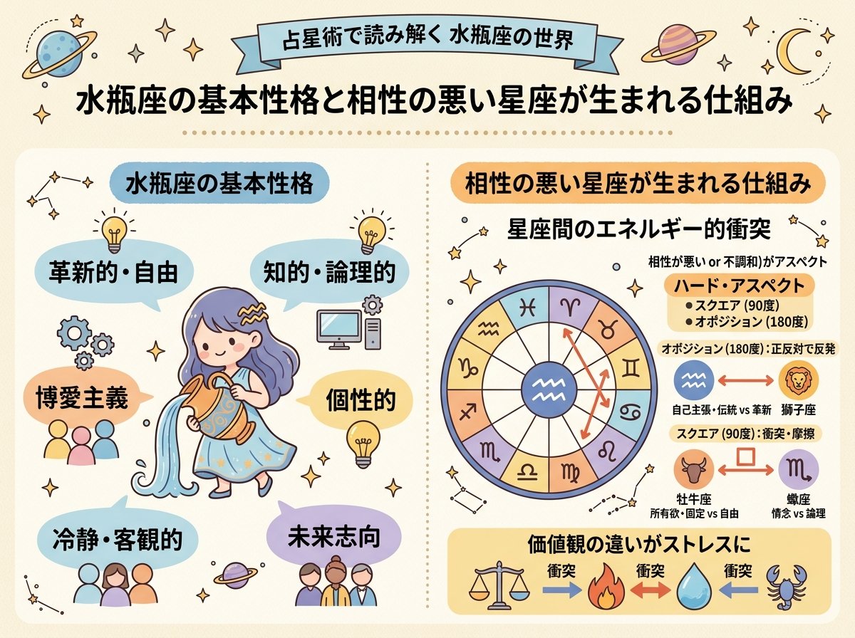 水瓶座の基本性格と相性の悪い星座が生まれる仕組み