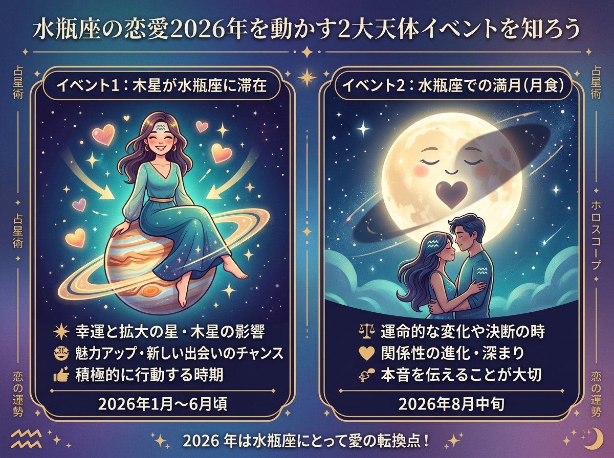 水瓶座の恋愛2026年を動かす2大天体イベントを知ろう