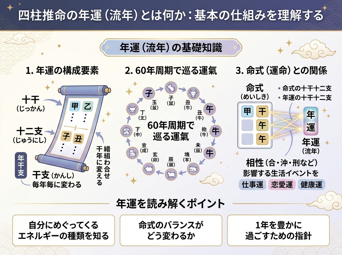 四柱推命の年運(流年)とは何か:基本の仕組みを理解する