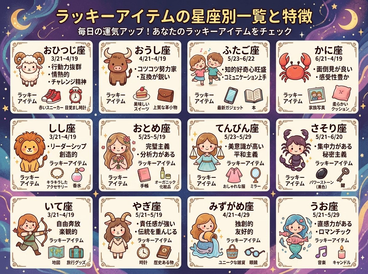 ラッキーアイテムの星座別一覧と特徴
