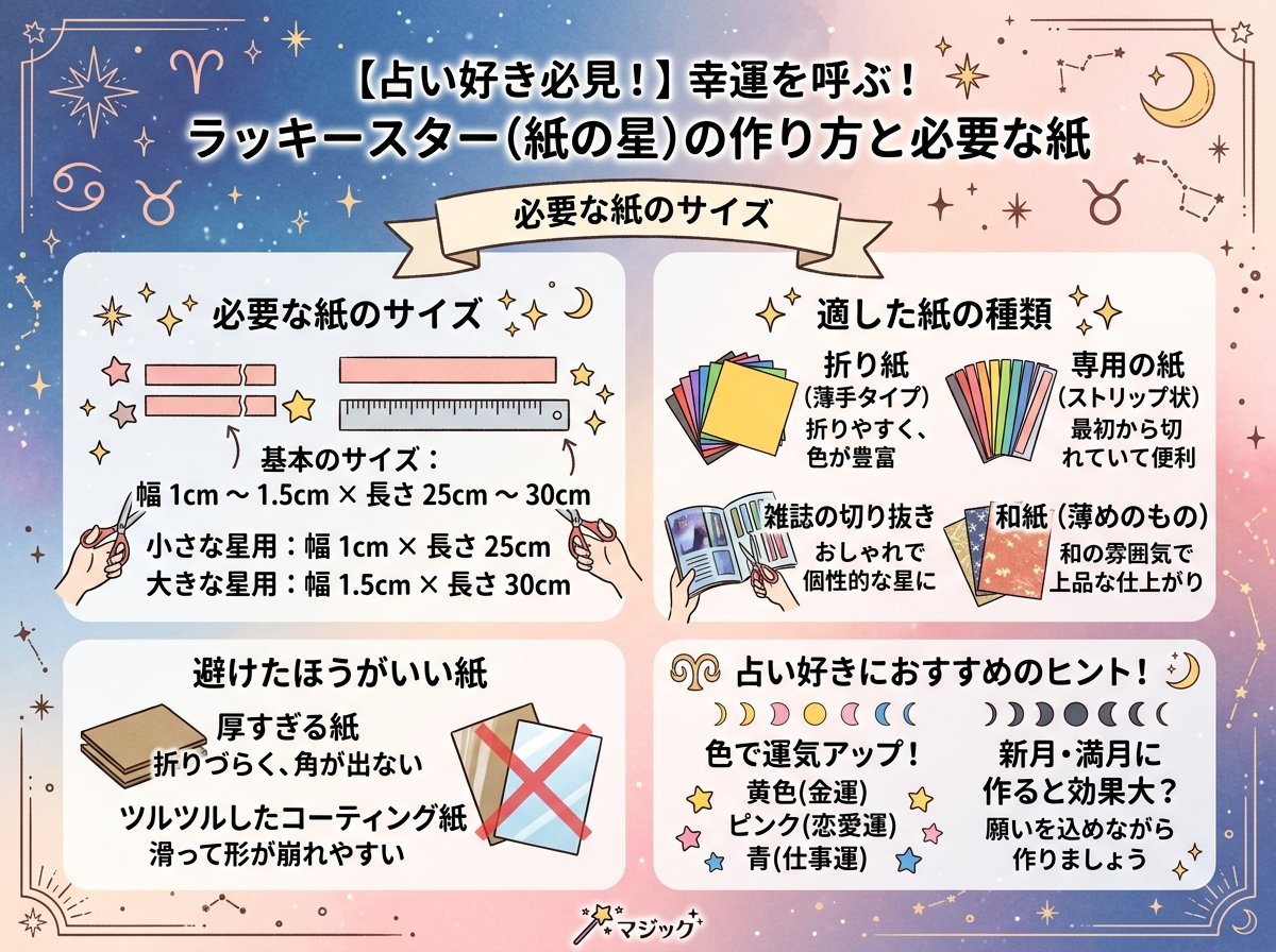 ラッキースターの作り方に必要な紙のサイズと種類