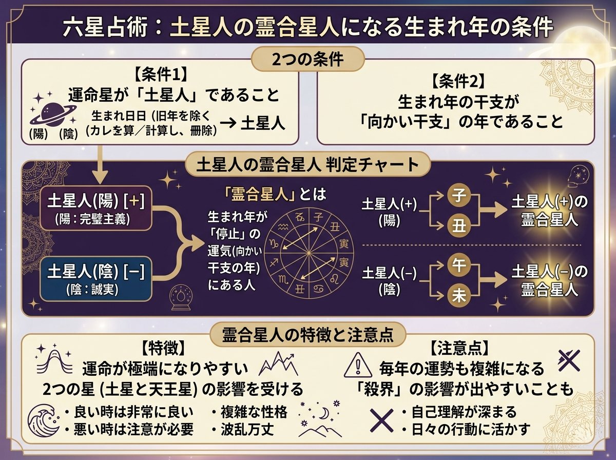 六星占術で土星人の霊合星人になる生まれ年の条件
