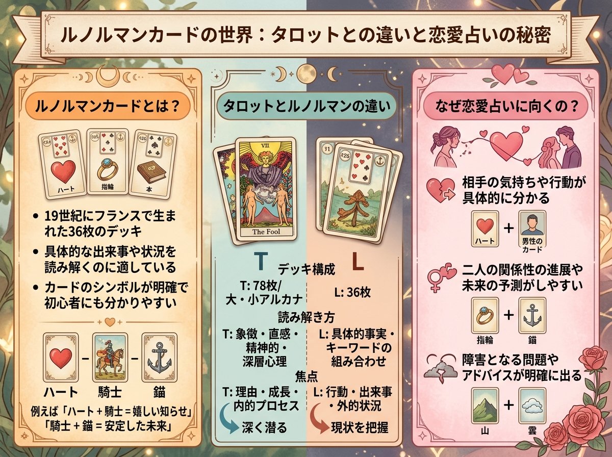 ルノルマンカードとは?タロットとの違いと恋愛占いに向く理由