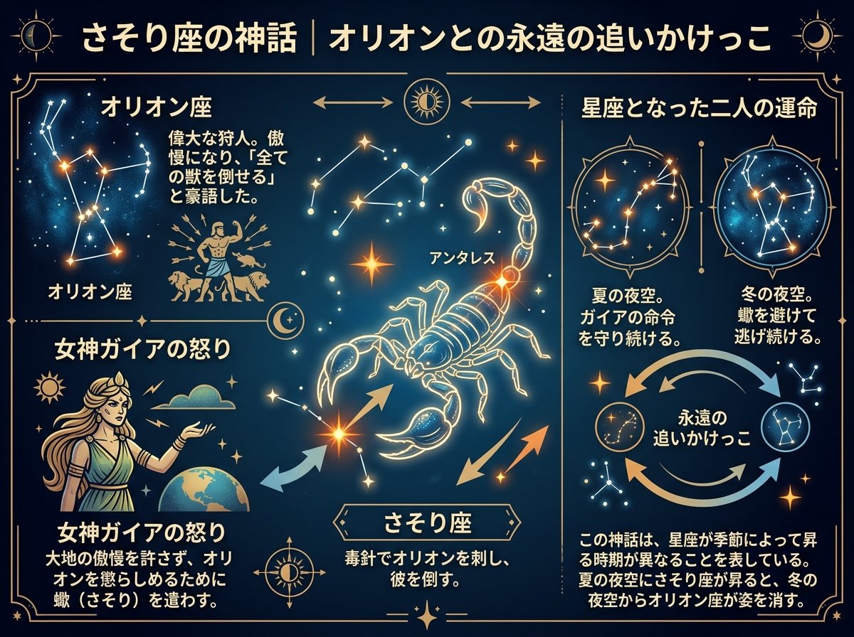 さそり座の神話|オリオンとの永遠の追いかけっこ