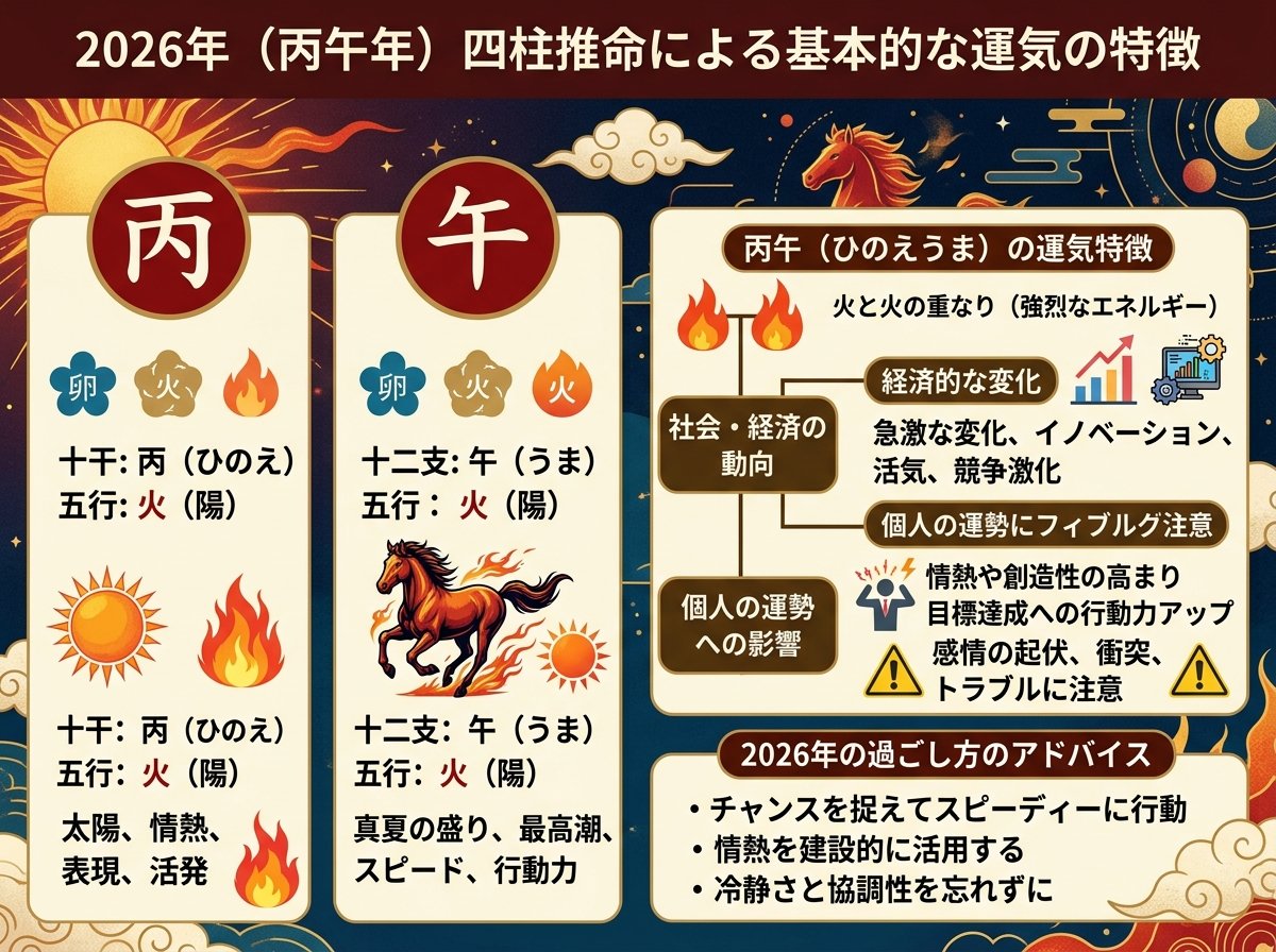 四柱推命における2026年(丙午年)の基本的な運気の特徴