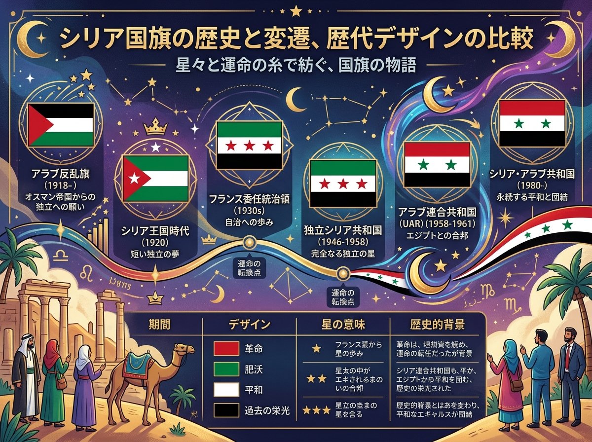 シリア国旗の歴史と変遷、歴代デザインの比較