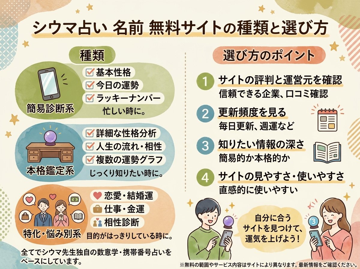 シウマ占い名前無料サイトの種類と選び方