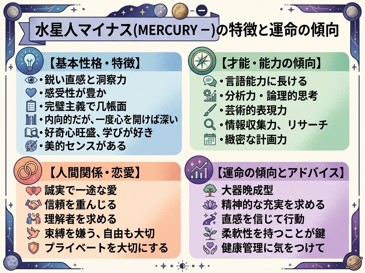 水星人マイナスの特徴と運命の傾向