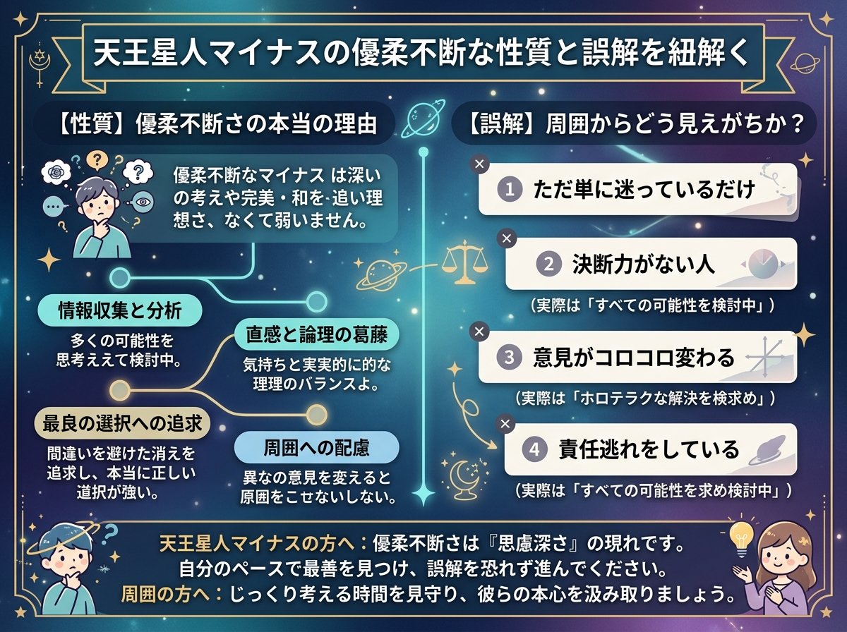 天王星人マイナスの優柔不断な性質と誤解