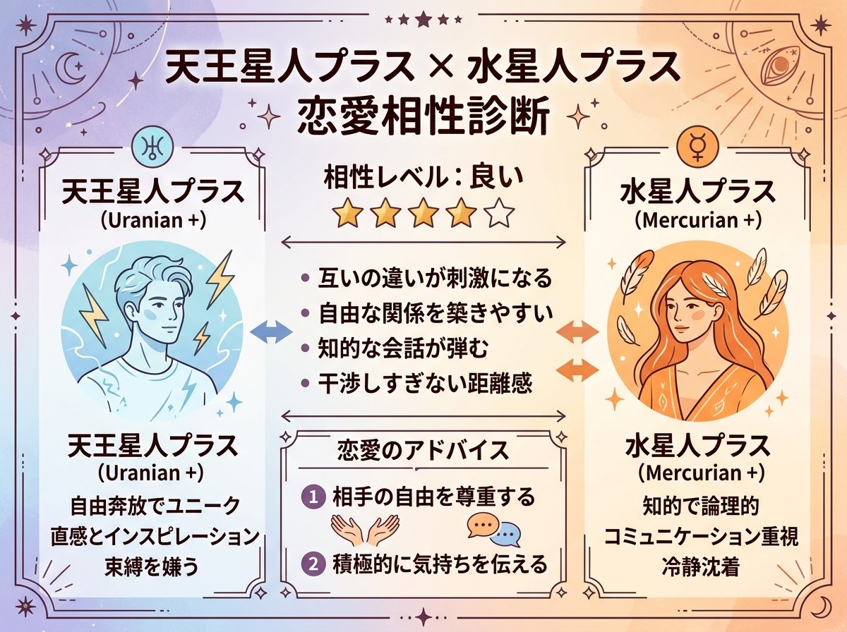 天王星人プラスと水星人プラスの恋愛相性